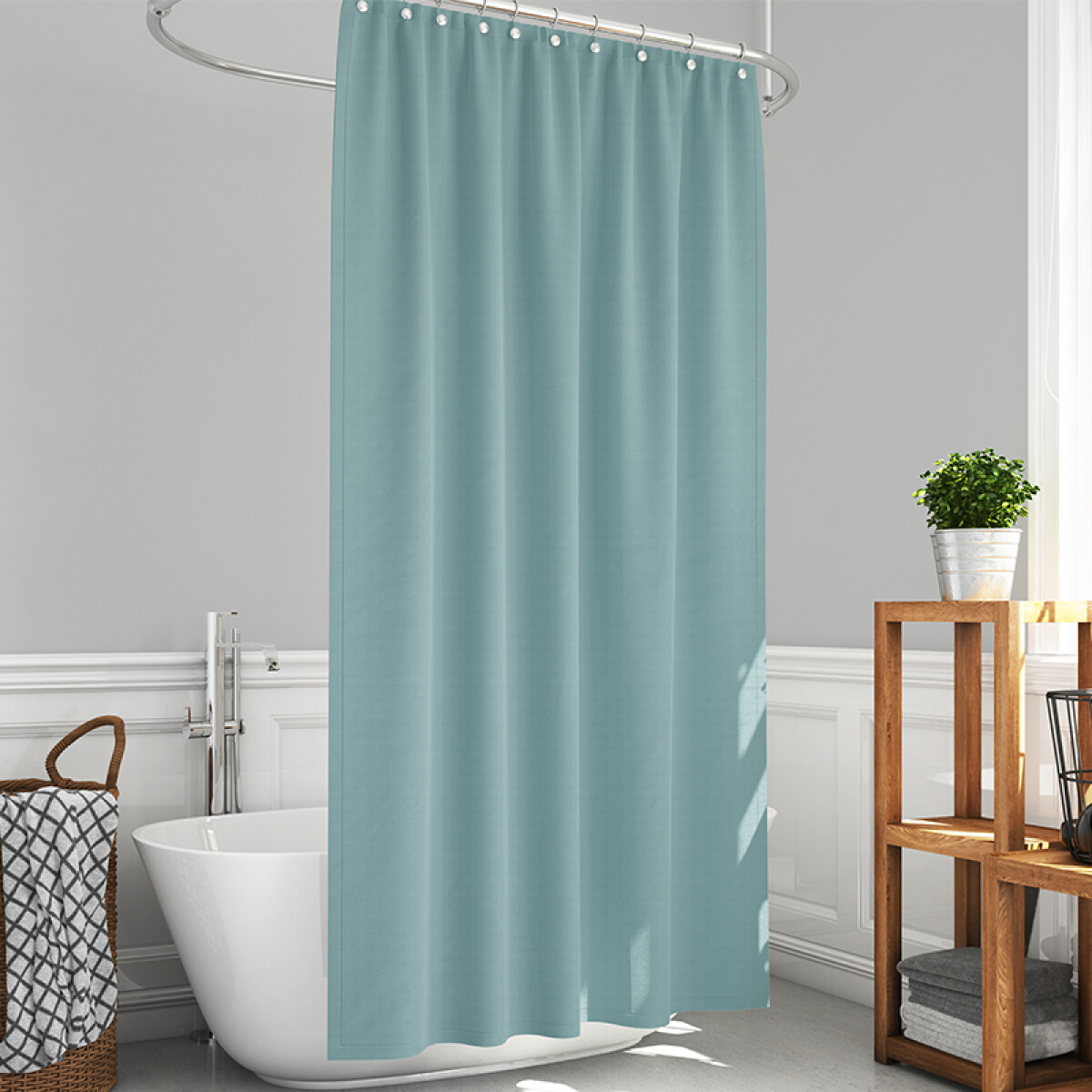 Cortina de Baño Home Class Dobby con Argollas 180 x 180 cm - MENTA 