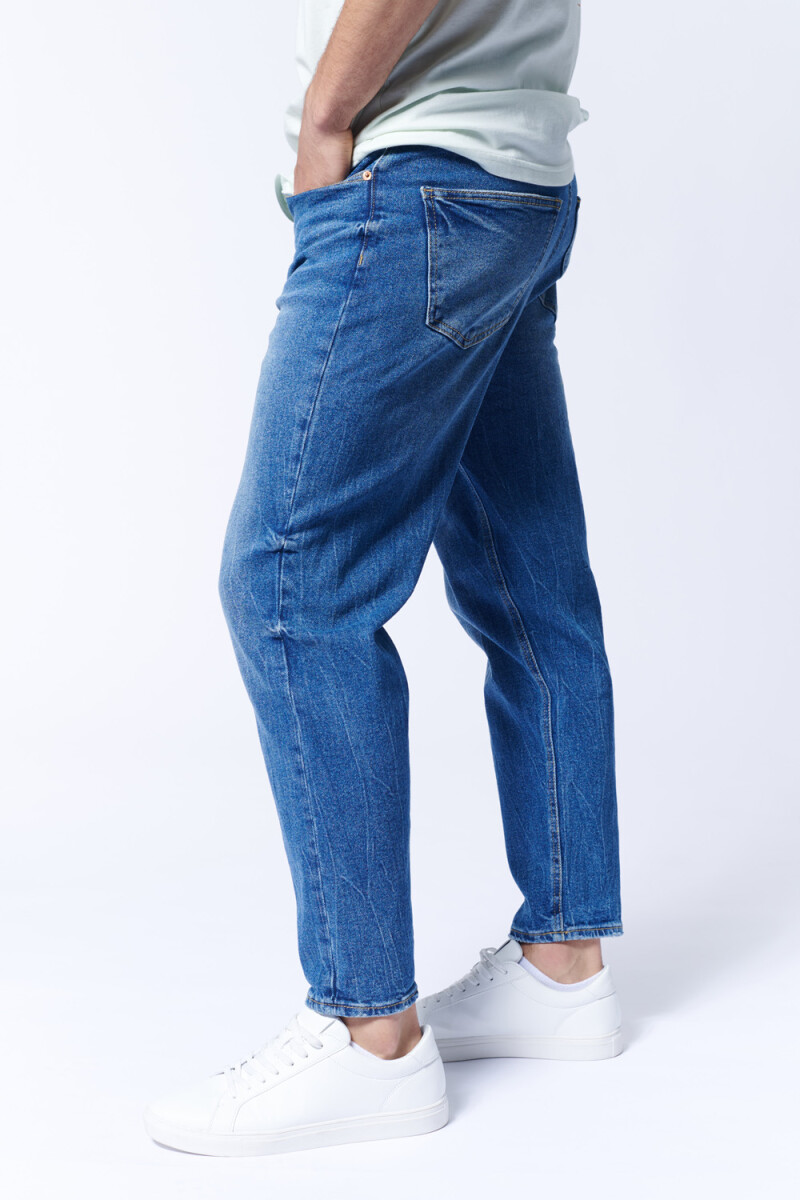 Pantalón De Jean Slim Taper Azul Medio