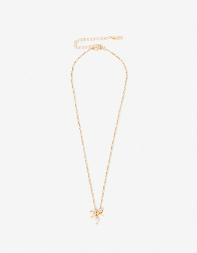 Cadena Corta con Dije Perla Cadena Con Dije De Moño - Dorado