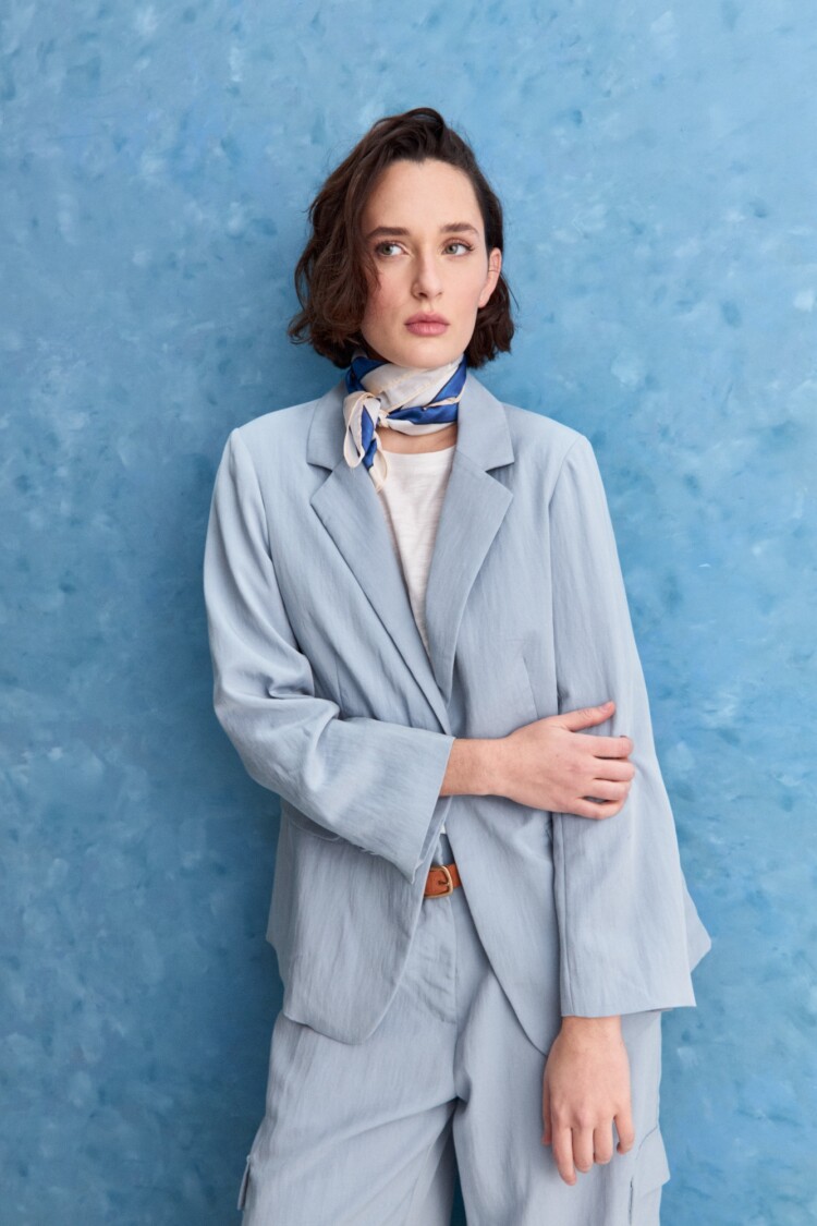 BLAZER TWIST Celeste Grisáceo