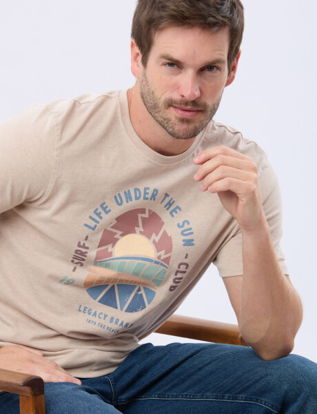REMERA ESTAMPADA DE ALGODÓN Beige