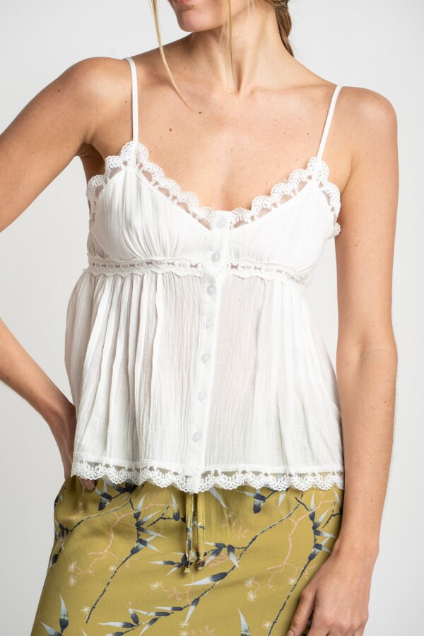 Blusa Encaje Bordados Off White