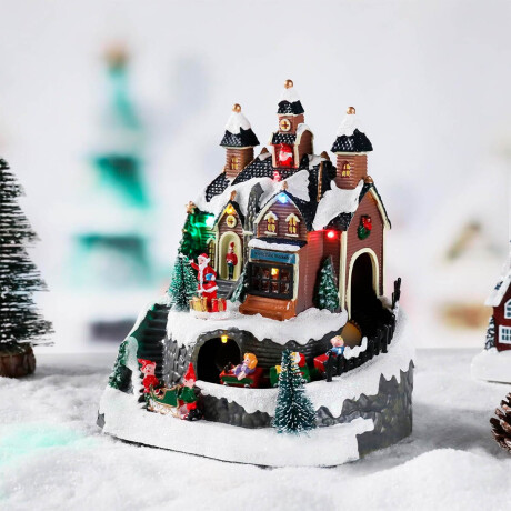 Adorno Navideño Casa Papa Noel Nieve luz Decoración Casa