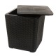 Mesa Auxiliar C/Tapa Capri Símil Ratan Negro - Espacio para Guardado Mesa Auxiliar C/Tapa Capri Símil Ratan Negro - Espacio para Guardado