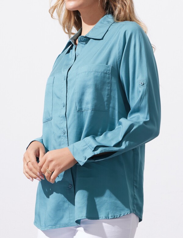 Camisa Bolsillos CELESTE OSCURO
