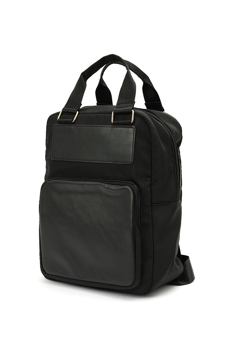 Mochila de nylon y PU Negro