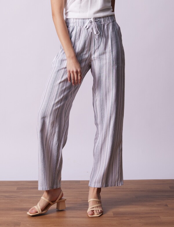 Pantalon Lino BLANCO/MULTI