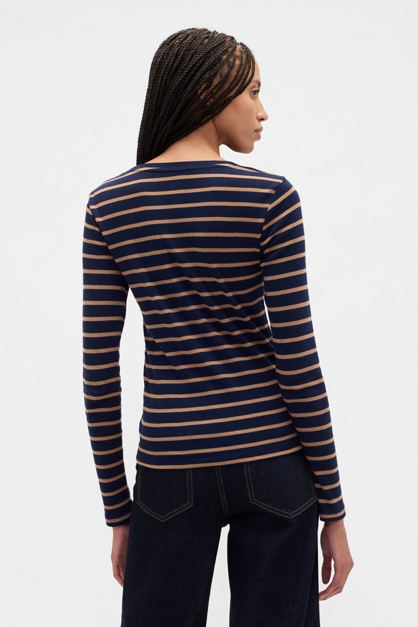 Remera A Rayas Mujer Navy Stripe