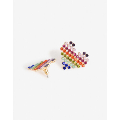 Aros Pasantes Corazón Strass Combinacion Multicolor