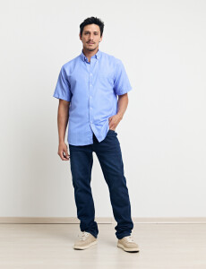 012654 CAMISA HARRINGTON LABEL Celeste/blanco