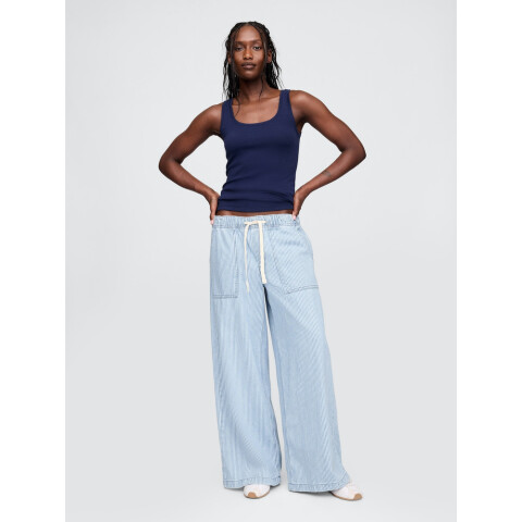 BAGGY EASY JEAN BLEACH RAILROAD BLUE RAILROAD STRIPE