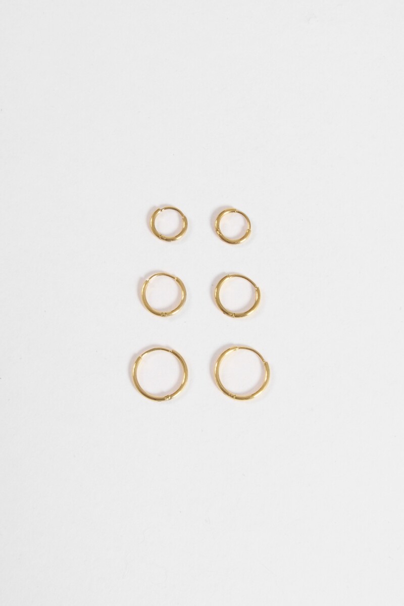 Set de 3 aros de acero finos dorado