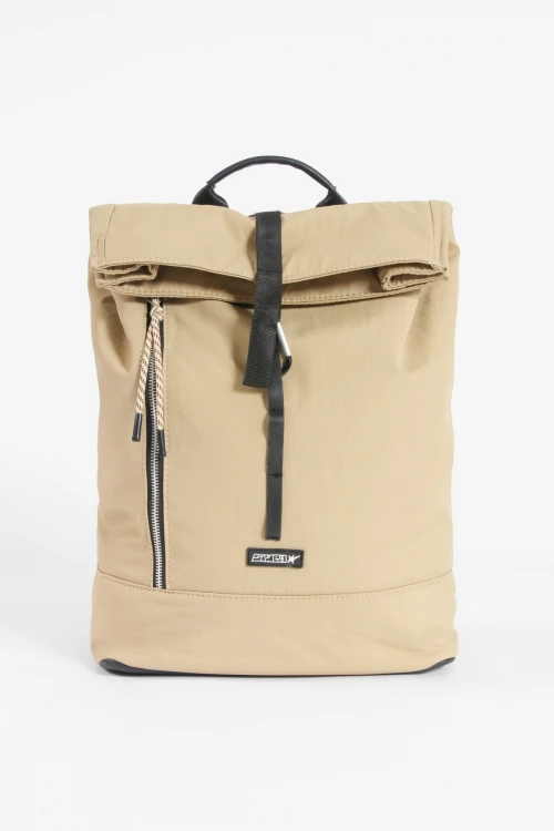 Mochila zipper de tela beige