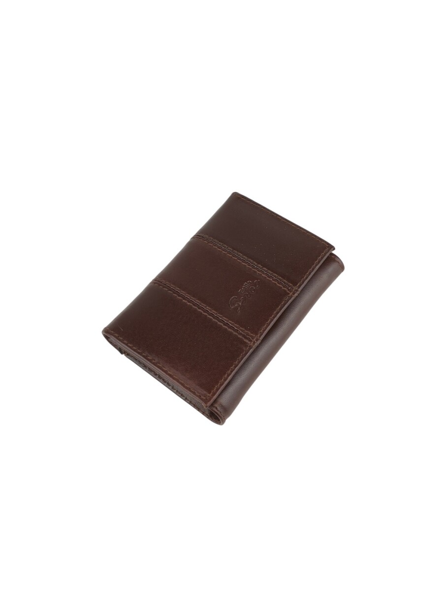 Billetera Dama Cuero Genuino - Compacta Tri-Fold - Marrón 