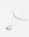 Collares Largos Metal Collar Con Dije Redondo - Plateado Rodio