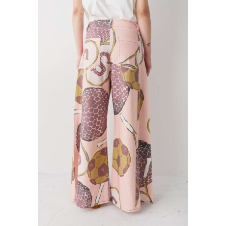 Pantalon Wide Xl Print Team Macros Rosa