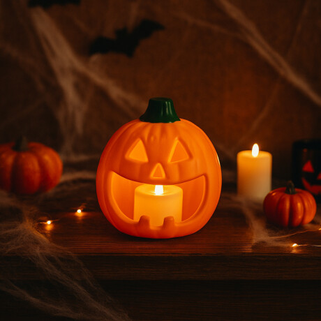 Calabazas decorativas halloween con luz Naranja