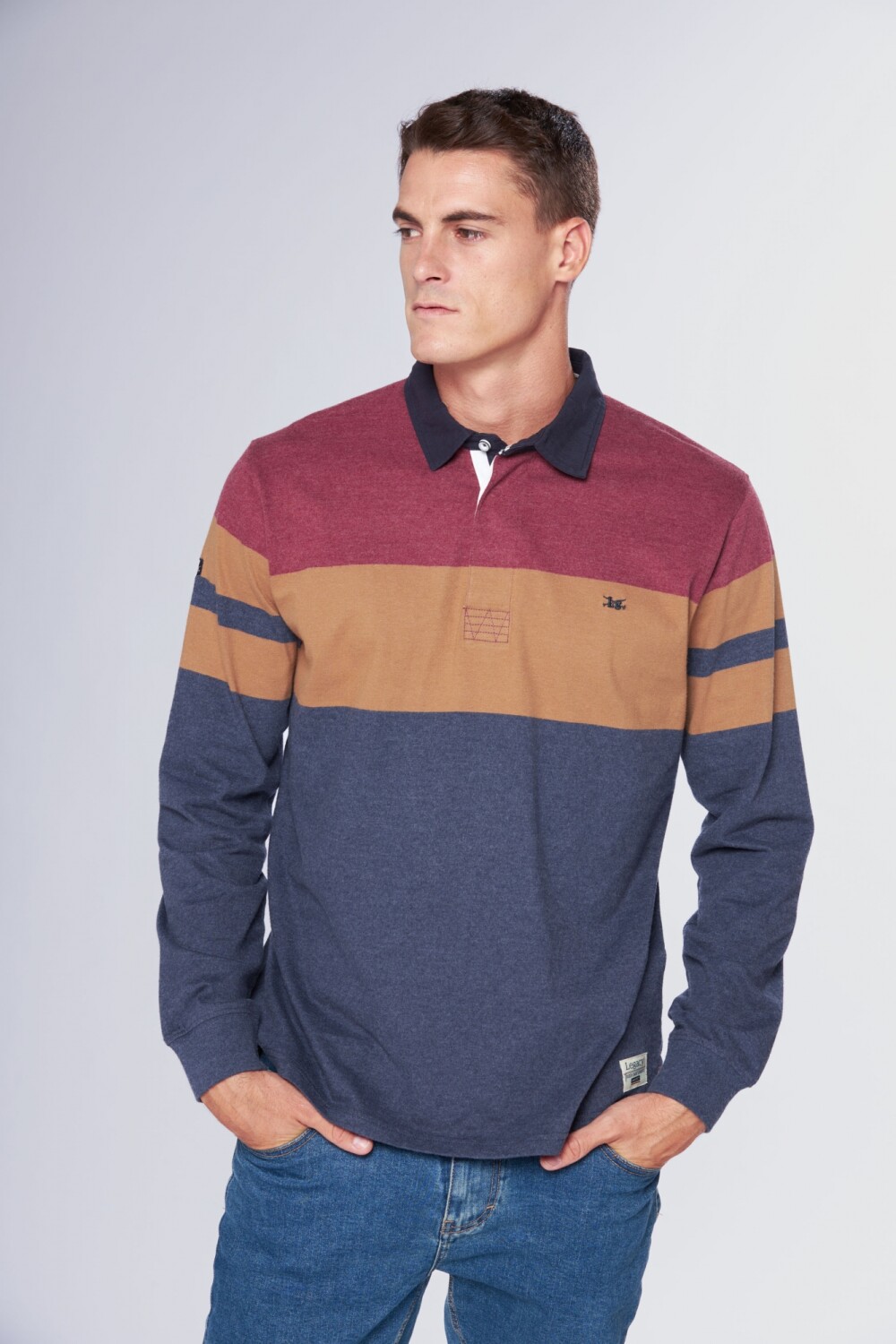 REMERA POLO RAYADA Bordo