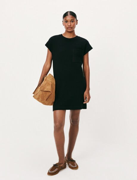 VESTIDO CORTO BÁSICO TEXTURIZADO NEGRO