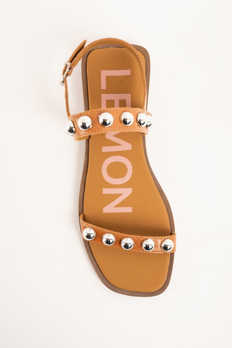 Sandalia Cuero Apliques Camel