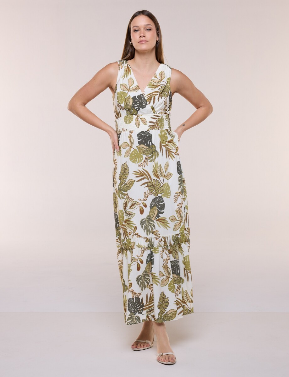 Vestido Maxi Printed - Multi/verde 