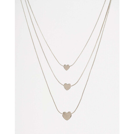 Collar Con Corazones Plateado