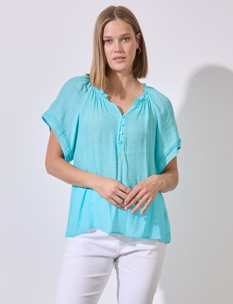 Blusa Botones - Turquesa 