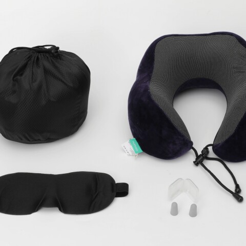 ALMOHADA CERVICAL DE ESPUMA VISCOELÁSTICA EN FORMA DE U CON ANTIFAZ Y TAPONES PA ALMOHADA CERVICAL DE ESPUMA VISCOELÁSTICA EN FORMA DE U CON ANTIFAZ Y TAPONES PA