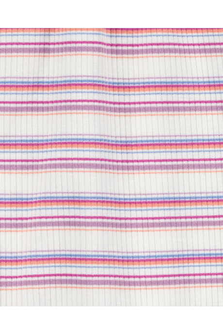 Blusa de algodón acanalado diseño a rayas Sin color