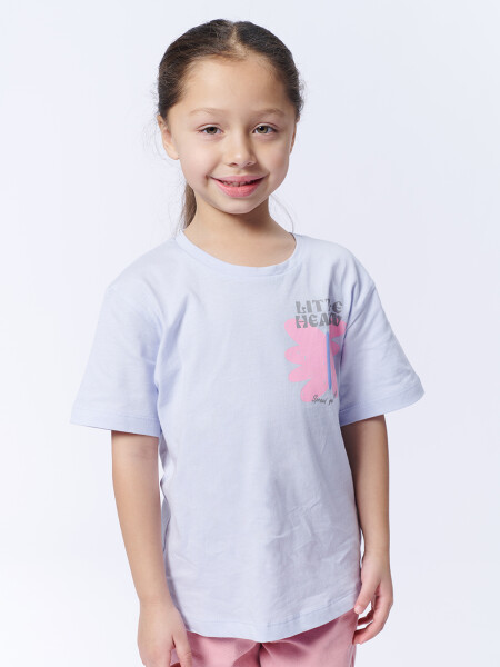 Remera Manga Corta Estampa Little Heaven Celeste