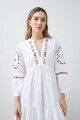 Vestido midi con bordados blanco