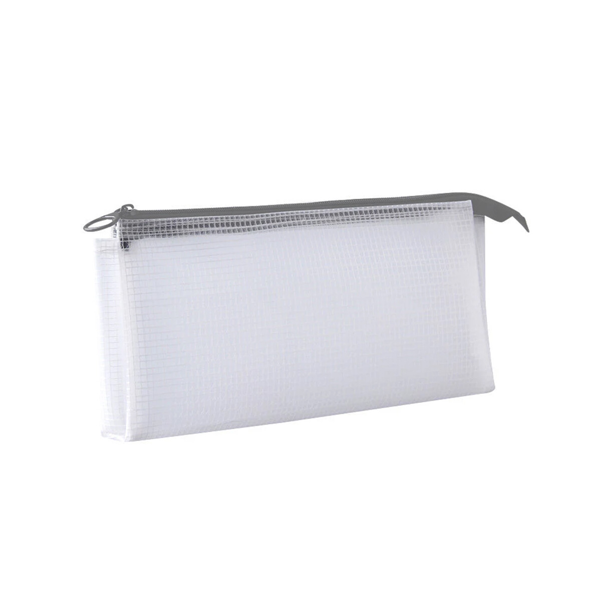 Cartuchera estuche blanco con cierre - Gris 