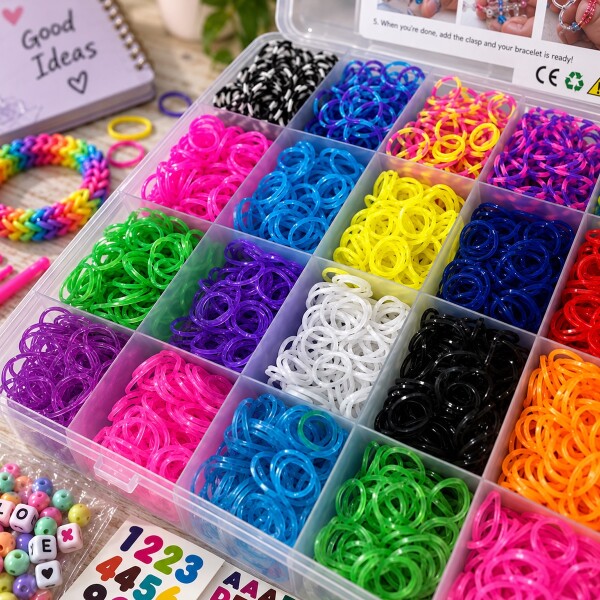 Set Para Hacer Pulseras Gomitas Banditas Brazaletes Niñas Niños Kit x 8000 Piezas IMBACK Set Para Hacer Pulseras Gomitas Banditas Brazaletes Niñas Niños Kit x 8000 Piezas IMBACK