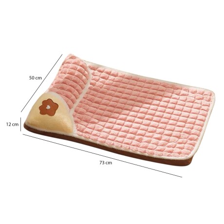 Cama Colchoneta con Almohada Mediana de Felpa p/ Perro Gato Rosa