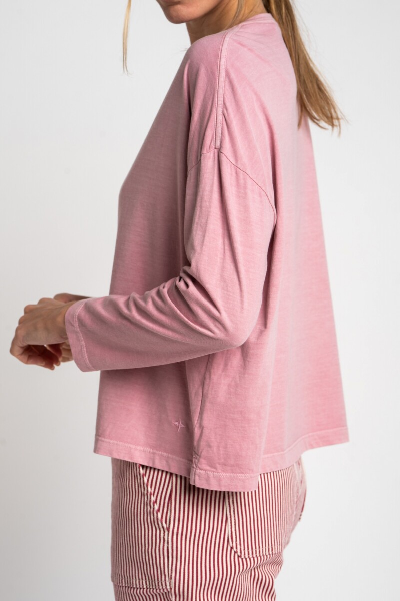 Remera Manga Larga Lavada Rosa