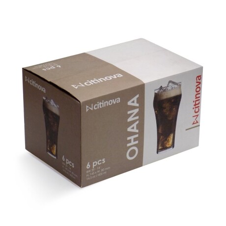 Set 6 Vasos Ohana 421002 405 Ml Caja De Regalo Ub TRANSPARENTE