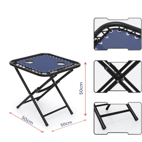 Juego De Jardin Silla Reposera Plegable X2 + Mesa Patio Azul