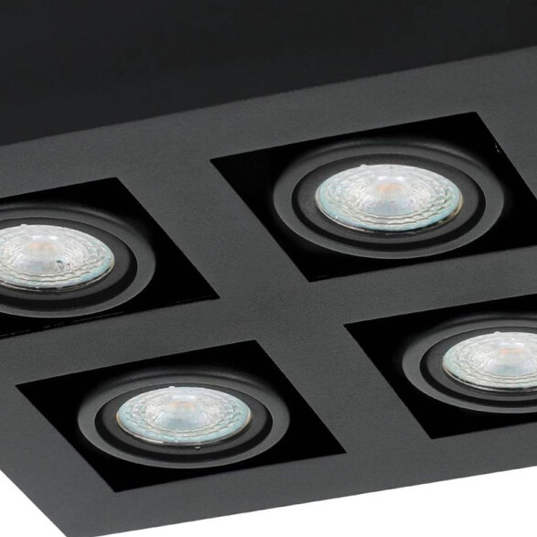 Aplique de techo cuadrado negro para 4xGU-10 EG1246
