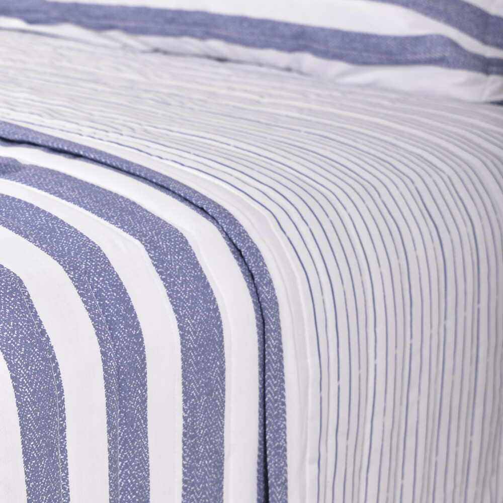 Cubrecama Col. Kids Rayas Gastadas Azul