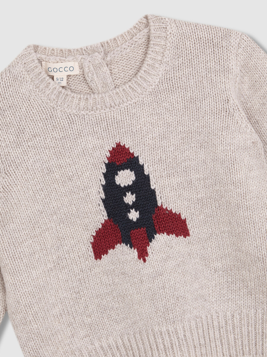 Jersey Intarsia Cohete Piedra Melange