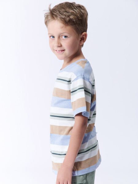 Remera slub rayas Multicolor Blanco
