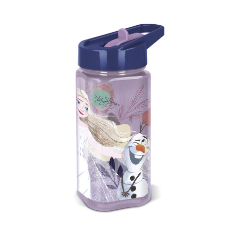 Botella Cuadrada Plástica con Pajita Frozen 510 ml U