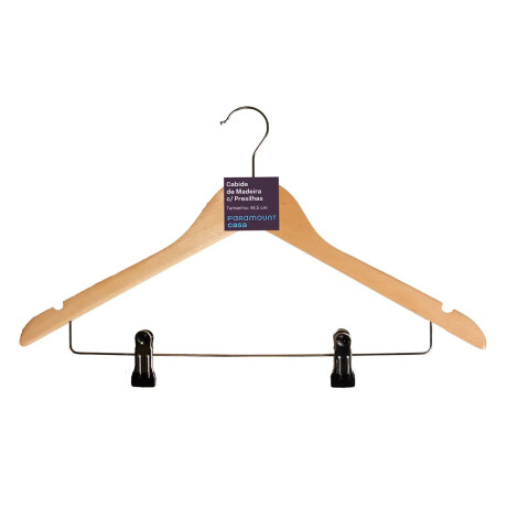 Percha de Madera c/ Pinzas 44.5cm Paramount para Colgar Ropa Natural