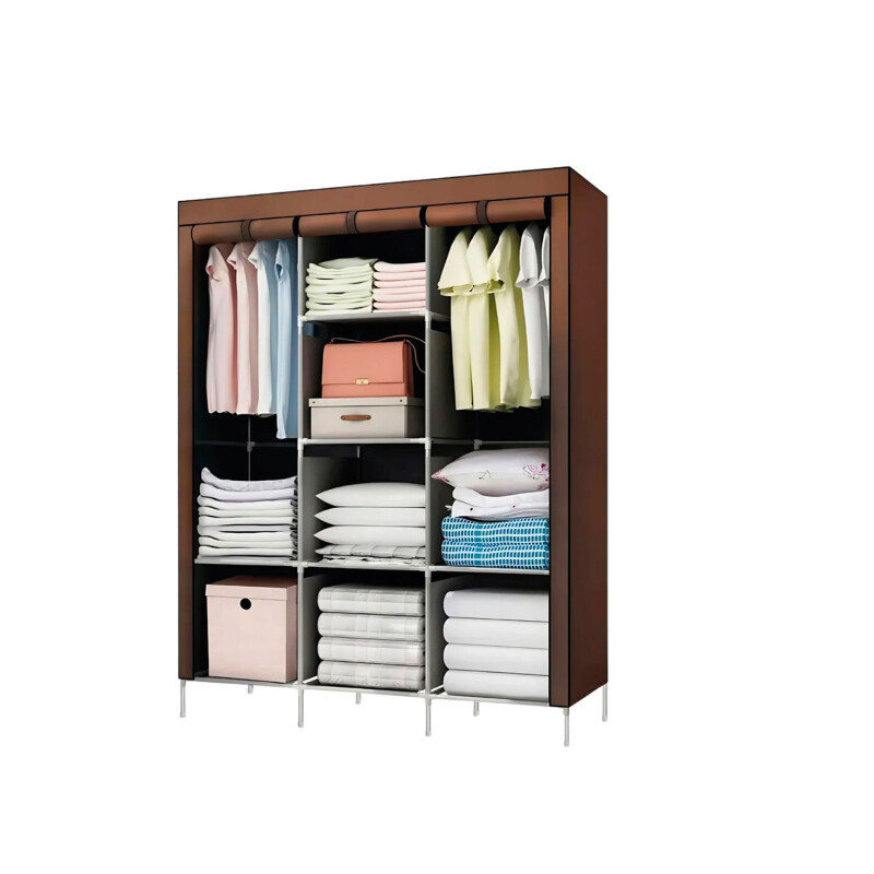 Ropero de 8 Estantes Desmontable de Caño y Tela TNT 175x45x130 Marrón