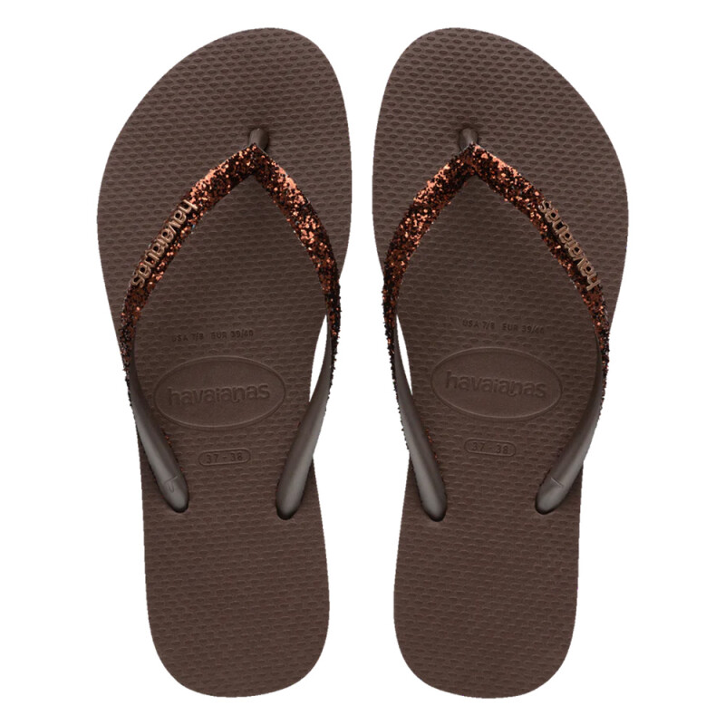 Sandalias Havaianas Slim Glitter Ii Mujer Cafe