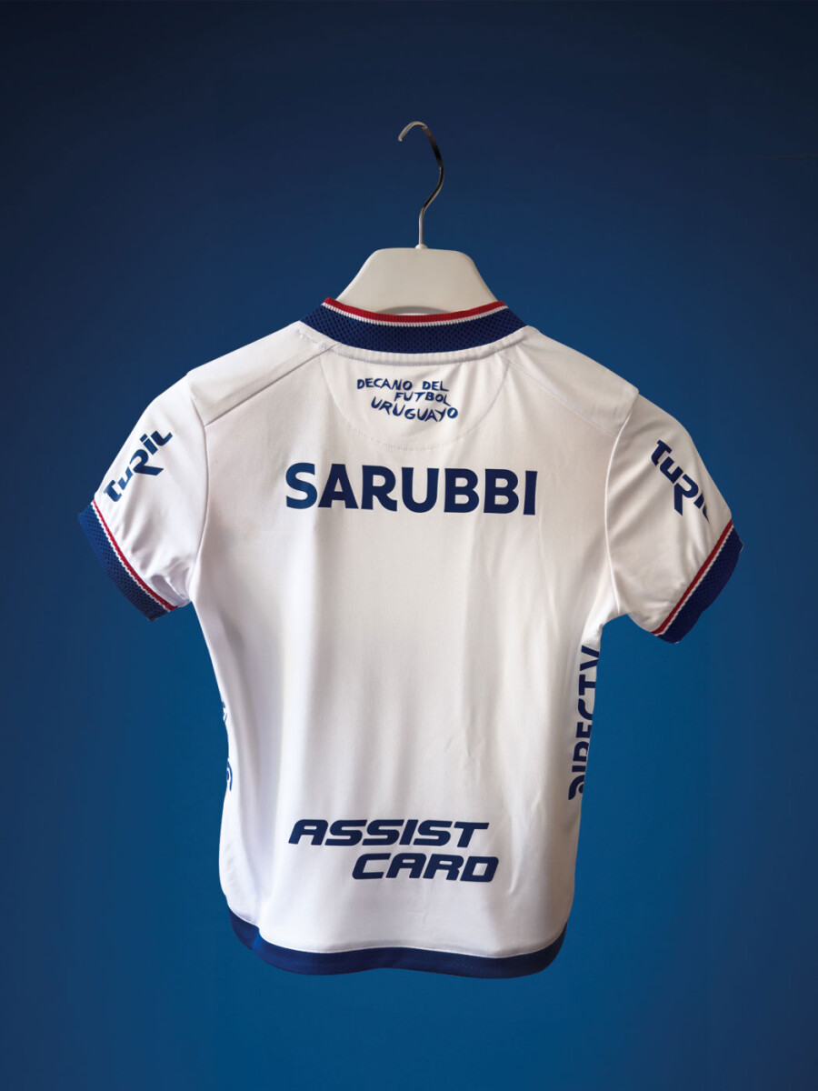 Camiseta Infantil Umbro Home Oficial 2025 Umbro - Blanco - Azul Real - Rojo 