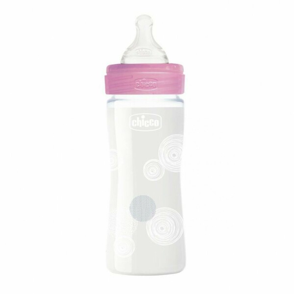Biberon Vidrio Chicco 240 ML Rosa Circulos