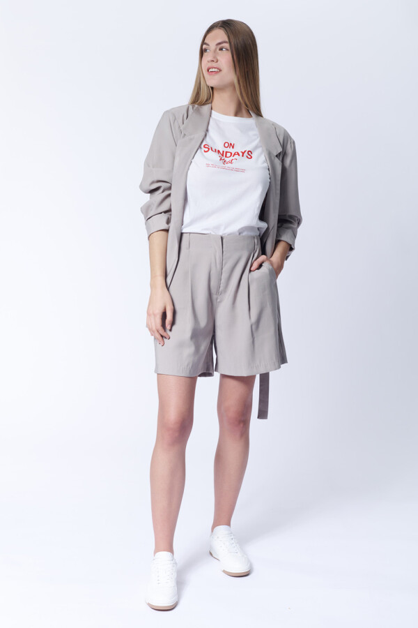 Short liocel Beige Grisáceo