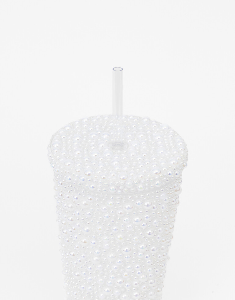 Artículos cocina Vasos Vaso De Plástico Con Perlas - Blanco Nacarado/perlado