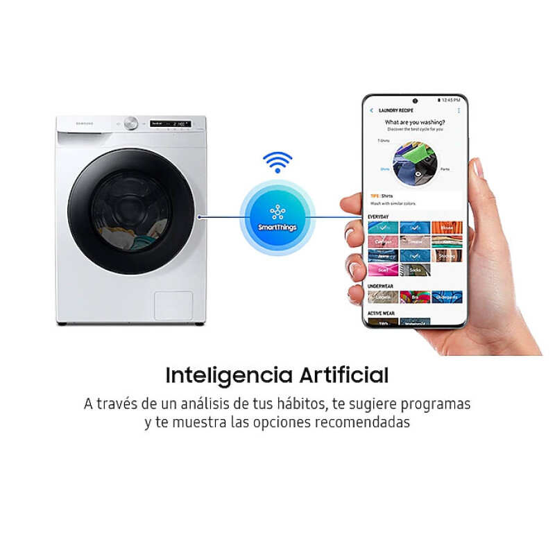 Lavasecarropas Samsung 10,5/7 kg Blanco con EcoBubble, Digital Inverter y AI Control — WD10T534DBW Lavasecarropas Samsung 10,5/7 kg Blanco con EcoBubble, Digital Inverter y AI Control — WD10T534DBW